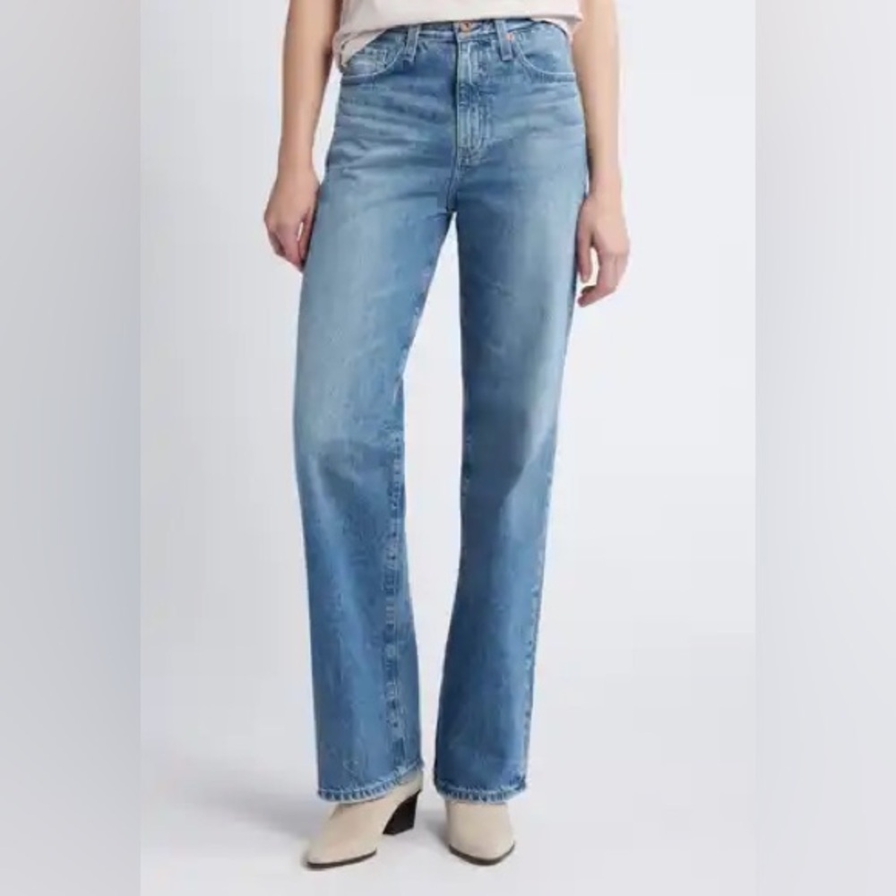 Ag Light Blue Distressed Denim Jeans Alexis Straight High Rise Vintage Fit 32